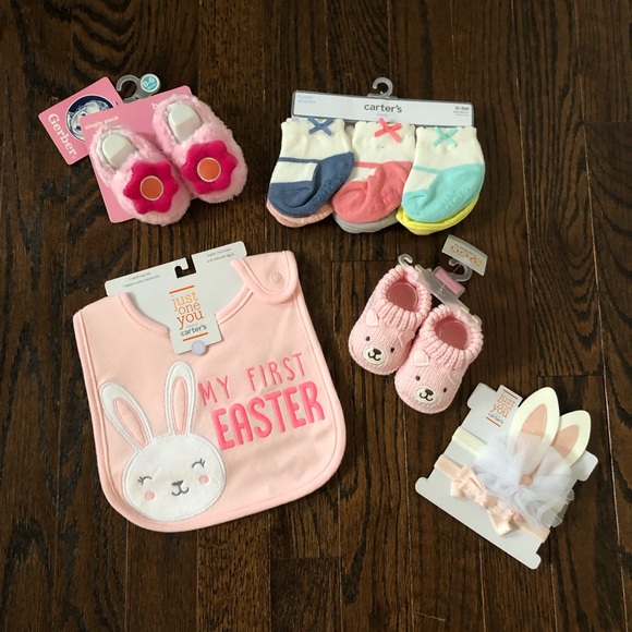 Carter's Other - Bundle x5: NEW! Carter’s “My First Easter” Bib/Bunny Headband/Socks/Booties